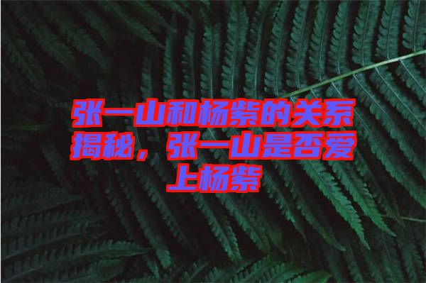 張一山和楊紫的關(guān)系揭秘，張一山是否愛(ài)上楊紫