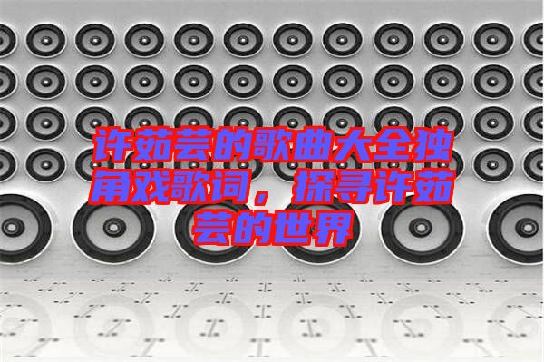 許茹蕓的歌曲大全獨角戲歌詞，探尋許茹蕓的世界