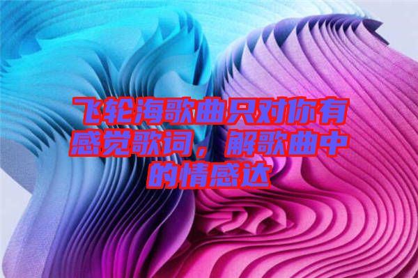 飛輪海歌曲只對你有感覺歌詞，解歌曲中的情感達