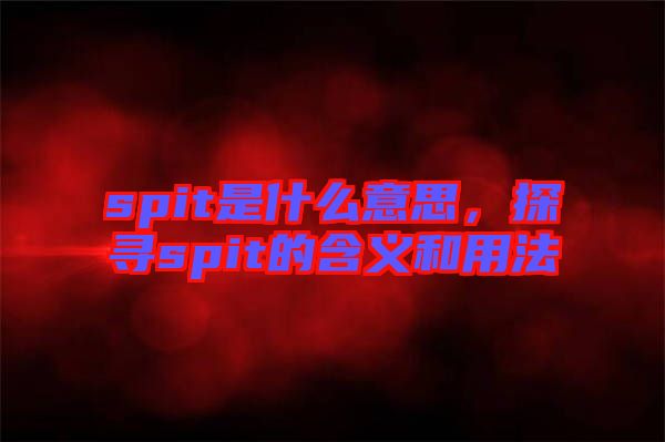 spit是什么意思，探尋spit的含義和用法