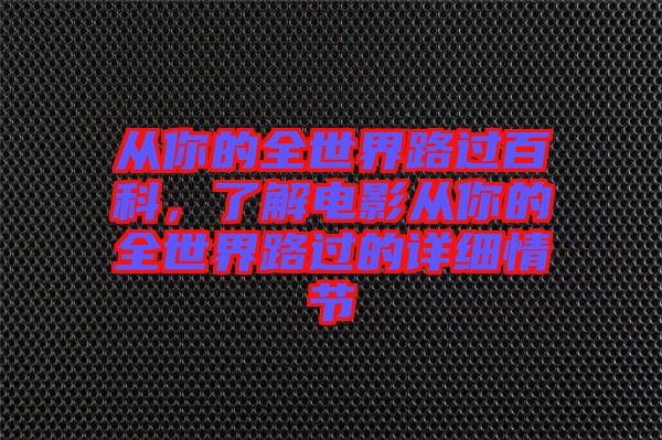 從你的全世界路過百科，了解電影從你的全世界路過的詳細(xì)情節(jié)
