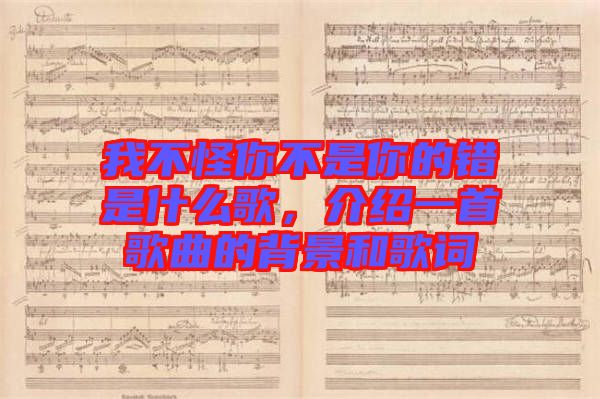 我不怪你不是你的錯是什么歌，介紹一首歌曲的背景和歌詞