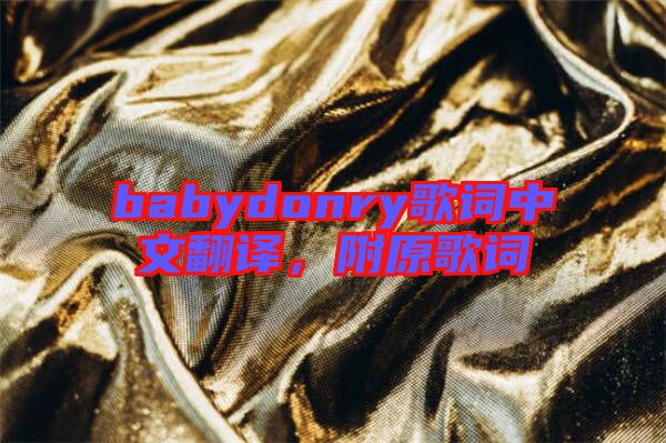 babydonry歌詞中文翻譯，附原歌詞
