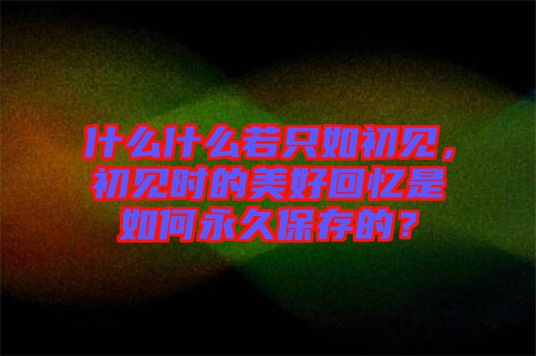 什么什么若只如初見，初見時的美好回憶是如何永久保存的？
