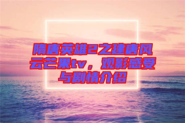 隋唐英雄2之建唐風(fēng)云芒果tv，觀影感受與劇情介紹