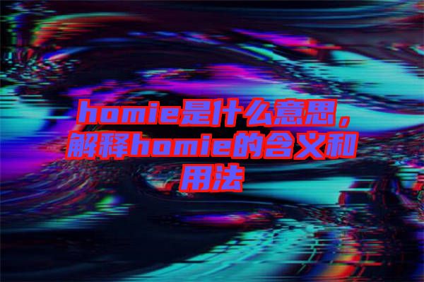 homie是什么意思，解釋homie的含義和用法