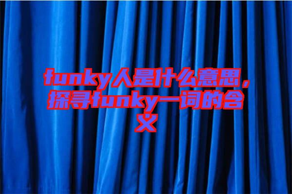 funky人是什么意思，探尋funky一詞的含義