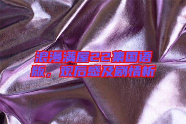 浪漫滿屋22集國(guó)語(yǔ)版，觀后感及劇情析