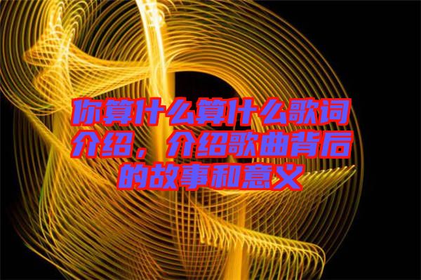 你算什么算什么歌詞介紹，介紹歌曲背后的故事和意義