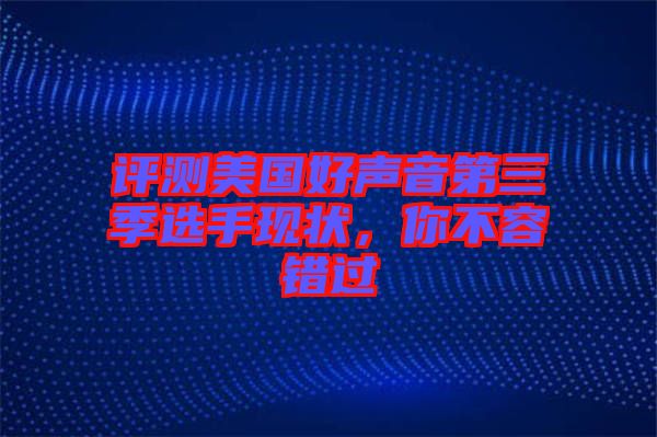 評(píng)測(cè)美國(guó)好聲音第三季選手現(xiàn)狀，你不容錯(cuò)過(guò)