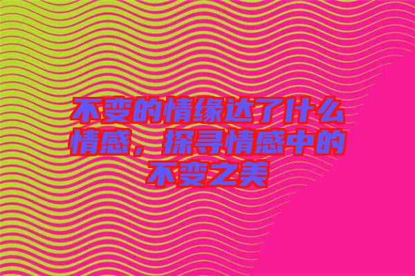 不變的情緣達(dá)了什么情感，探尋情感中的不變之美