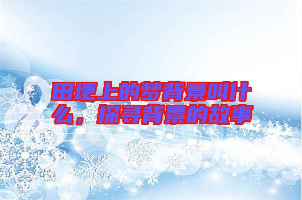 田埂上的夢背景叫什么，探尋背景的故事