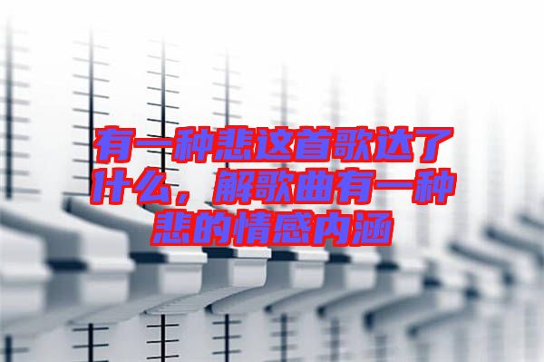 有一種悲這首歌達(dá)了什么，解歌曲有一種悲的情感內(nèi)涵
