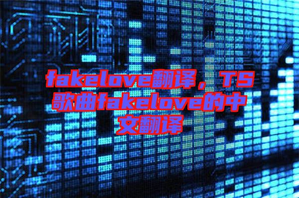 fakelove翻譯，TS歌曲fakelove的中文翻譯