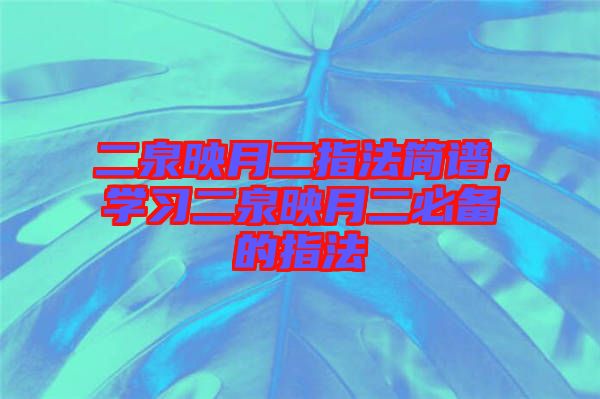 二泉映月二指法簡譜，學(xué)習(xí)二泉映月二必備的指法