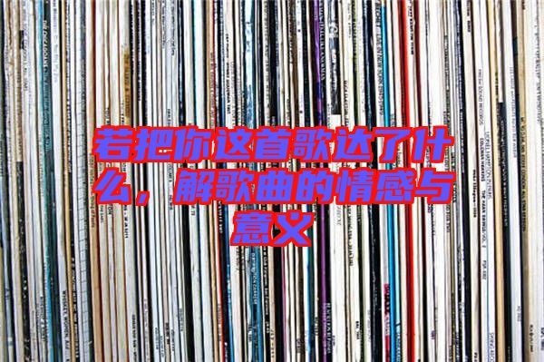 若把你這首歌達了什么，解歌曲的情感與意義