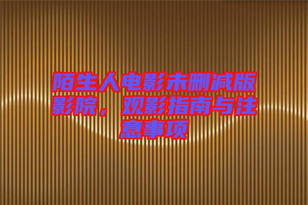 陌生人電影未刪減版影院，觀影指南與注意事項(xiàng)