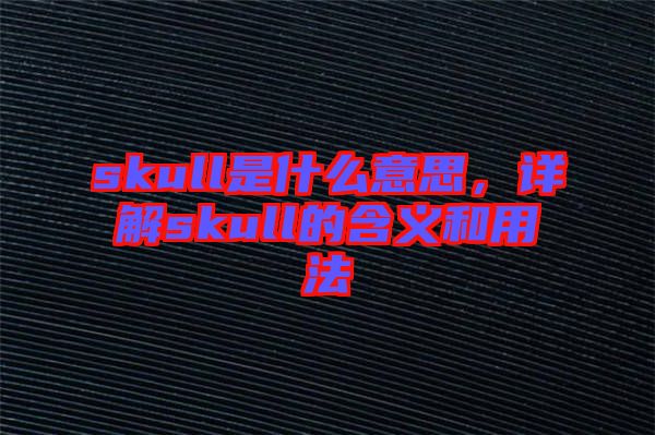 skull是什么意思，詳解skull的含義和用法