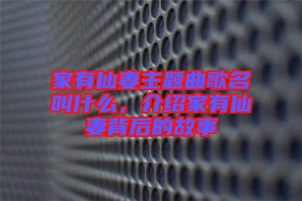 家有仙妻主題曲歌名叫什么，介紹家有仙妻背后的故事