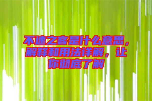 不速之客是什么意思，解釋和用法詳解，讓你徹底了解