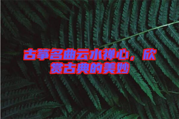 古箏名曲云水禪心，欣賞古典的美妙