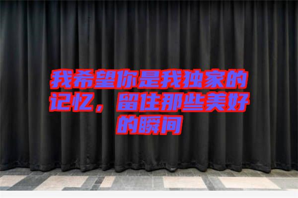 我希望你是我獨家的記憶，留住那些美好的瞬間