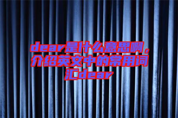 dear是什么意思啊，介紹英文中的常用詞匯dear