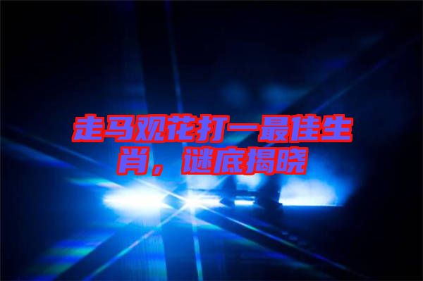走馬觀花打一最佳生肖，謎底揭曉