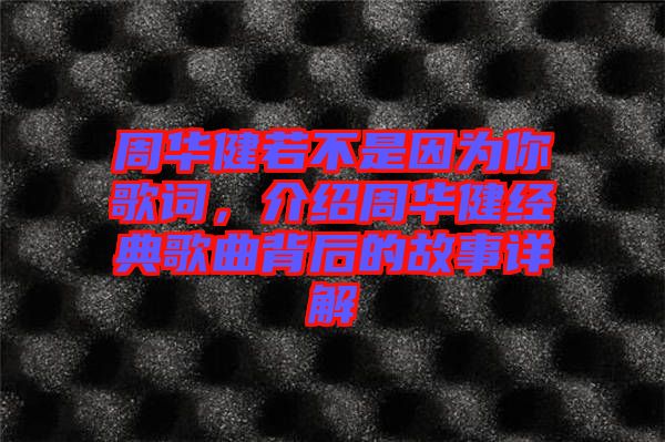 周華健若不是因?yàn)槟愀柙~，介紹周華健經(jīng)典歌曲背后的故事詳解