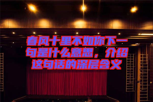 春風(fēng)十里不如你下一句是什么意思，介紹這句話的深層含義