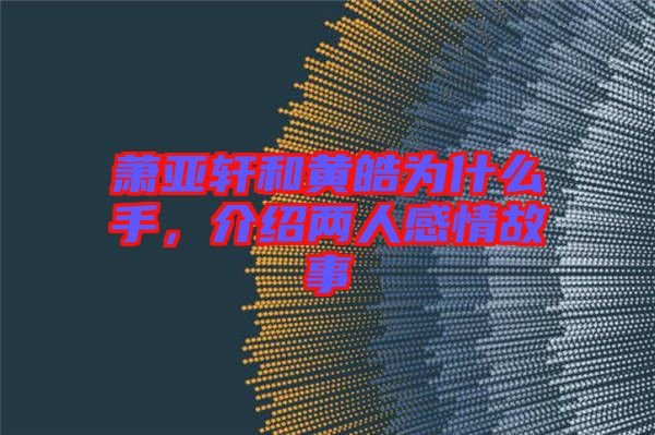 蕭亞軒和黃皓為什么手，介紹兩人感情故事