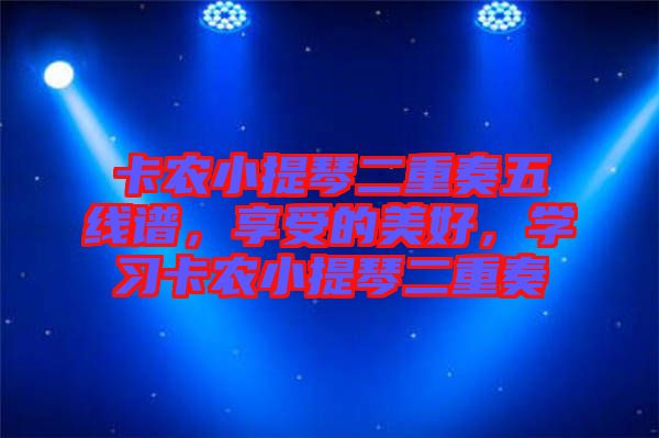 卡農(nóng)小提琴二重奏五線譜，享受的美好，學習卡農(nóng)小提琴二重奏