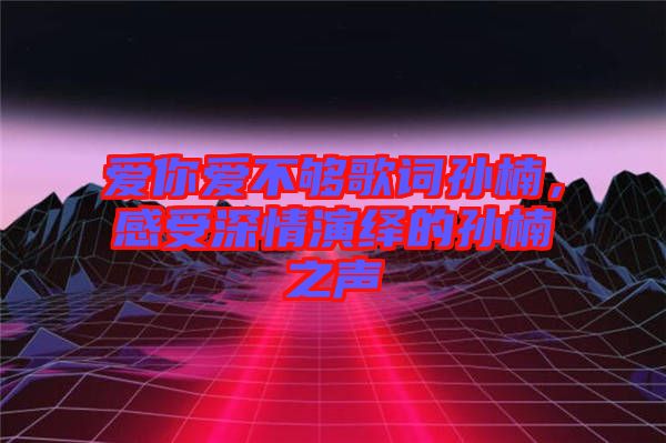 愛你愛不夠歌詞孫楠，感受深情演繹的孫楠之聲