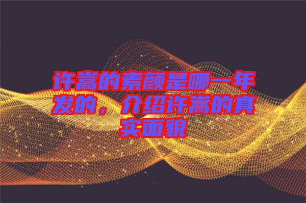 許嵩的素顏是哪一年發(fā)的，介紹許嵩的真實面貌