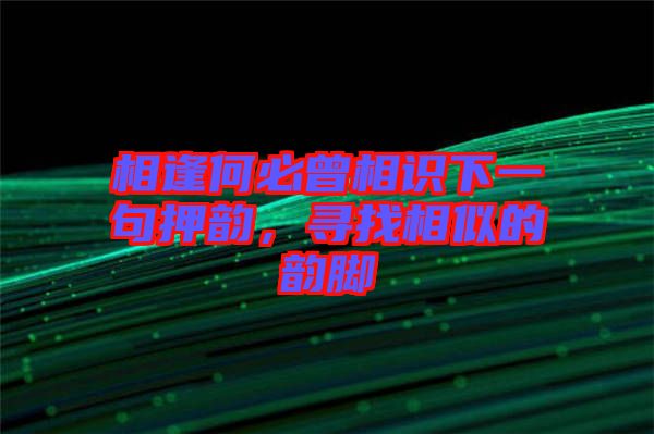 相逢何必曾相識(shí)下一句押韻，尋找相似的韻腳