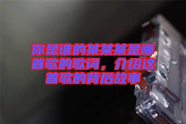 你是誰(shuí)的某某某是哪首歌的歌詞，介紹這首歌的背后故事