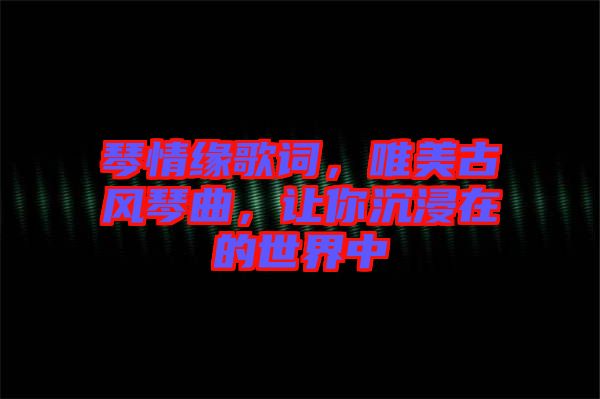 琴情緣歌詞，唯美古風(fēng)琴曲，讓你沉浸在的世界中