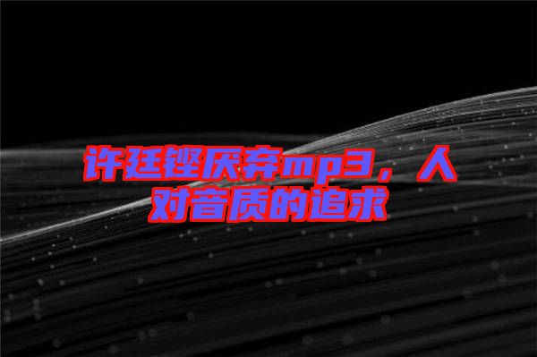 許廷鏗厭棄mp3，人對音質(zhì)的追求