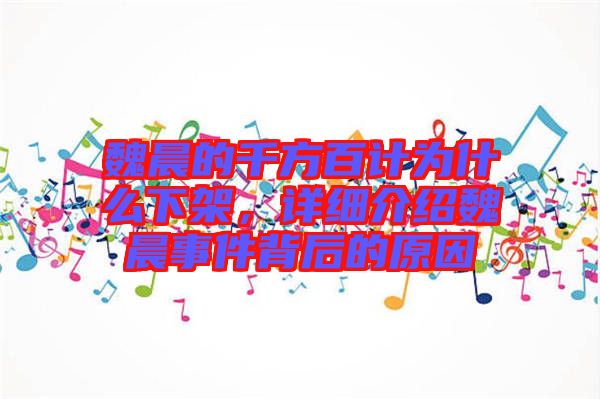 魏晨的千方百計(jì)為什么下架，詳細(xì)介紹魏晨事件背后的原因