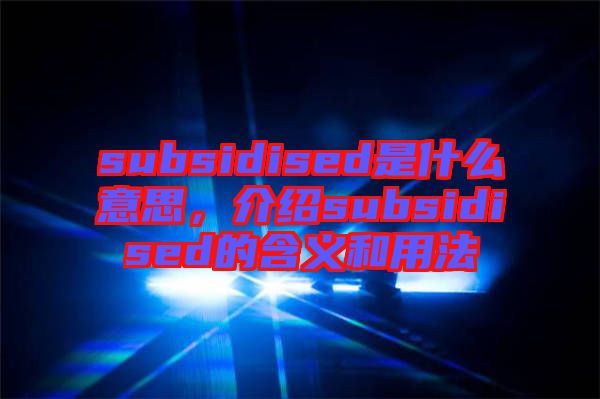 subsidised是什么意思，介紹subsidised的含義和用法