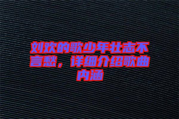 劉歡的歌少年壯志不言愁，詳細介紹歌曲內(nèi)涵