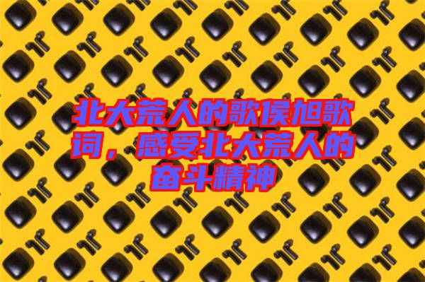 北大荒人的歌侯旭歌詞，感受北大荒人的奮斗精神