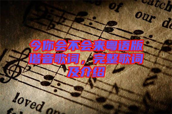 今你會(huì)不會(huì)來(lái)粵語(yǔ)版諧音歌詞，完整歌詞及介紹