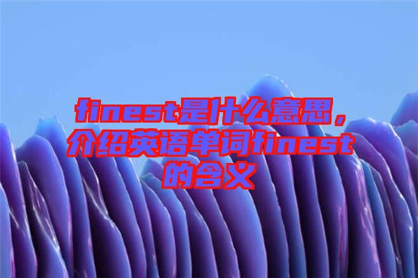 finest是什么意思，介紹英語單詞finest的含義