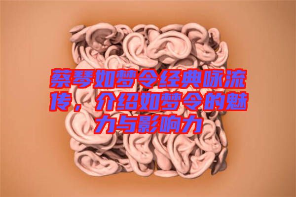 蔡琴如夢(mèng)令經(jīng)典詠流傳，介紹如夢(mèng)令的魅力與影響力