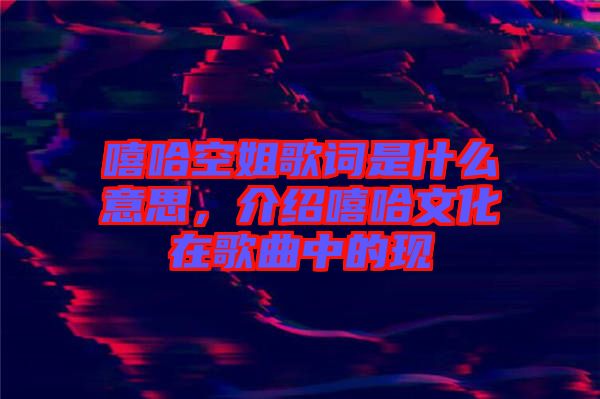 嘻哈空姐歌詞是什么意思，介紹嘻哈文化在歌曲中的現(xiàn)