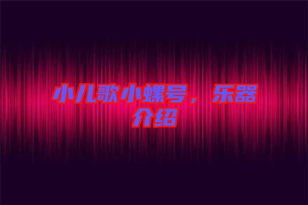 小兒歌小螺號，樂器介紹