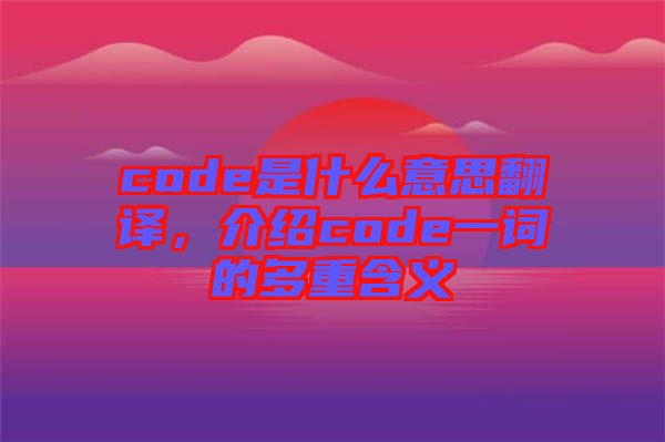 code是什么意思翻譯，介紹code一詞的多重含義