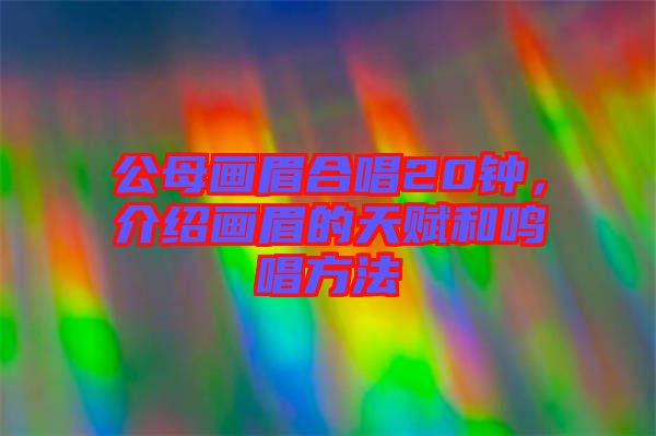 公母畫(huà)眉合唱20鐘，介紹畫(huà)眉的天賦和鳴唱方法