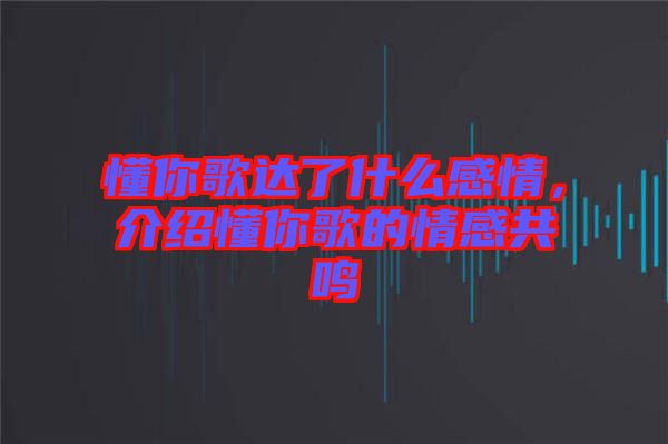 懂你歌達(dá)了什么感情，介紹懂你歌的情感共鳴